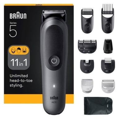 Cortapelos Braun Inalámbrico 14 Niveles 120min Autonomía Carga Rápida Negro/Gris