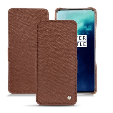 Funda de piel OnePlus 7T Pro - Solapa horizontal - Marrón - Piel saffiano