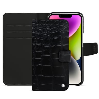 Housse cuir Apple iPhone 15 Plus -  - Noir - Cuir Abaca