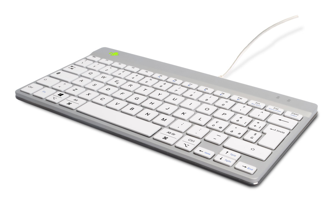 R-Go Tools Compact Break Tastiera ergonomica R-Go , tastiera compatta con software break, QWERTY (IT), con cavo, bianco - nuovo
