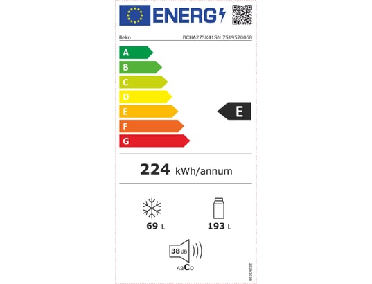 Réfrigérateur Combiné BEKO BCHA275K41SN – 262L, Froid Statique, Encastrable - vue 8