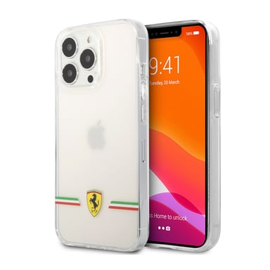 Ferrari Funda para iPhone 13 Pro en TPU Shockproof modelo Italia Wings Transparente
