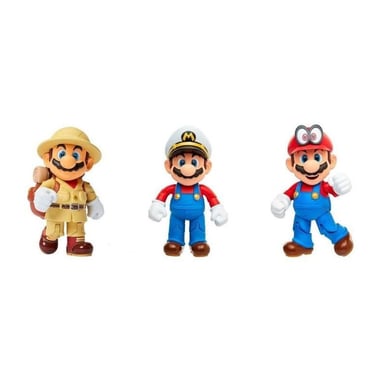 Confezione da 3 figurine - JAKKS PACIFIC - Super Mario Bros : Mario - 10 cm