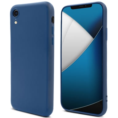 Moozy Lifestyle. Coque conçue pour iPhone XR, bleu nuit – Coque en silicone liquide avec finition mate et doublure en microfibre douce.