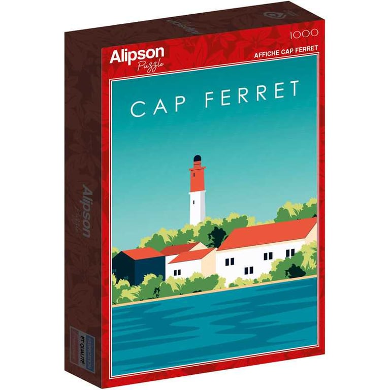 Puzzle 1000 pièces ALIZE Phare du Cap Ferret Illustration rétro portrait teal Neuf - vue 1