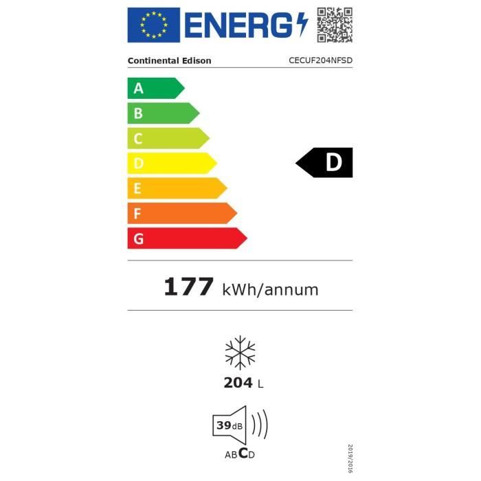 Congélateur armoire CONTINENTAL EDISON CECUF204NFSD 204 Total No Frost Classe D - vue 4