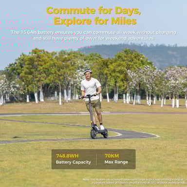 Ausom Trottinette Électrique, Batterie de 15,6Ah, Moteur Double, Pneus Tout-Terrain de 10''x3'', Freins E-ABS + Disques, Recharge Rapide, Suspension à Bras Oscillant, Autonomie de 70 km, Écran LCD de 4,5''