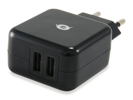 Conceptronic CUSBPWR2A cargador de dispositivo móvil Tableta Negro Corriente alterna Carga rápida Interior
