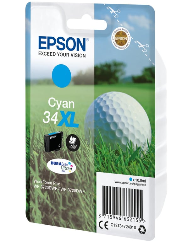 Cartouche dencre originale Epson WorkForce Pro WF 3720 34XL Jaune Jusquà 950 pages - vue 3