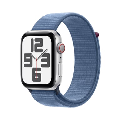 Watch SE 2024 (GPS + 4G) Boitier en aluminium Argent de 44mm avec Boucle Sport, Bleu