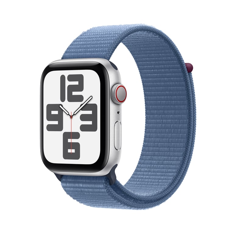 Watch SE 2024 (GPS + 4G) Boitier en aluminium Argent de 44mm avec Boucle Sport, Bleu - Neuf