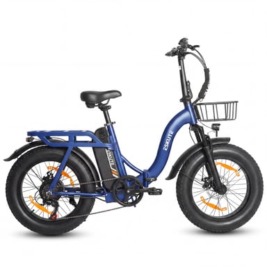 Bicicletta elettrica pieghevole ESKUTE D202 con cestino anteriore, batteria 48V 20.8Ah - blu