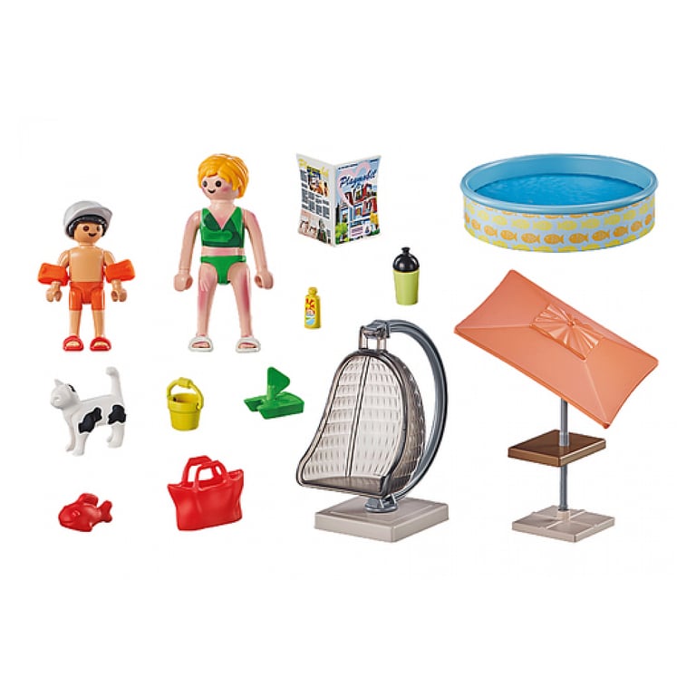 Jeu PLAYMOBIL Maman et Enfant avec Fauteuil Suspendu et Piscine Gonflable - Neuf