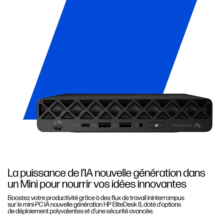 HP EliteDesk 8 G1a Next Gen AI Mini Ryzen AI 5 340 / jusqu'à 4.8 GHz RAM SSD NVMe Radeon IEEE 802.11ax Wi Fi 6 Bluetooth 5.4 Gigabit Ethernet Win 11 Pro ... - vue 4