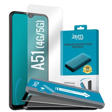 JAYM - Cristal Protector Premium para Samsung Galaxy A51 - Plano 2.5D - Garantía de por vida 9H Ultra Durable Asahi Calidad Superior - Aplicador Personalizado Incluido