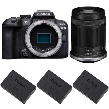 Fotocamera mirrorless Canon EOS R10 + RF-S 18-150mm F4.5-6.3 IS STM + 3 Canon LP-E17 + Ebook ''20 consigli per foto che colpiscono''