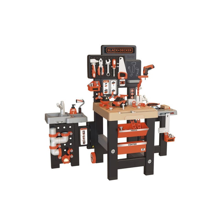 Smoby Atelier Enfant Black+decker Mega Center 100 Accessoires Bois Plastique Noir pour garçon - vue 5