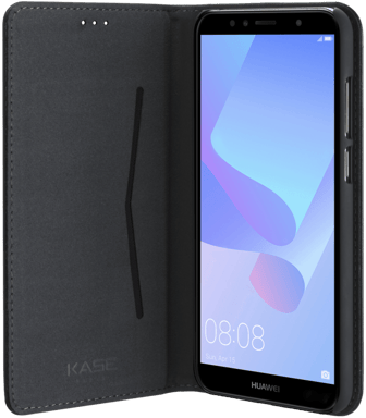 Coque clapet folio avec fente pour cartes & support pour Huawei Y6 (2018) ,  Noir