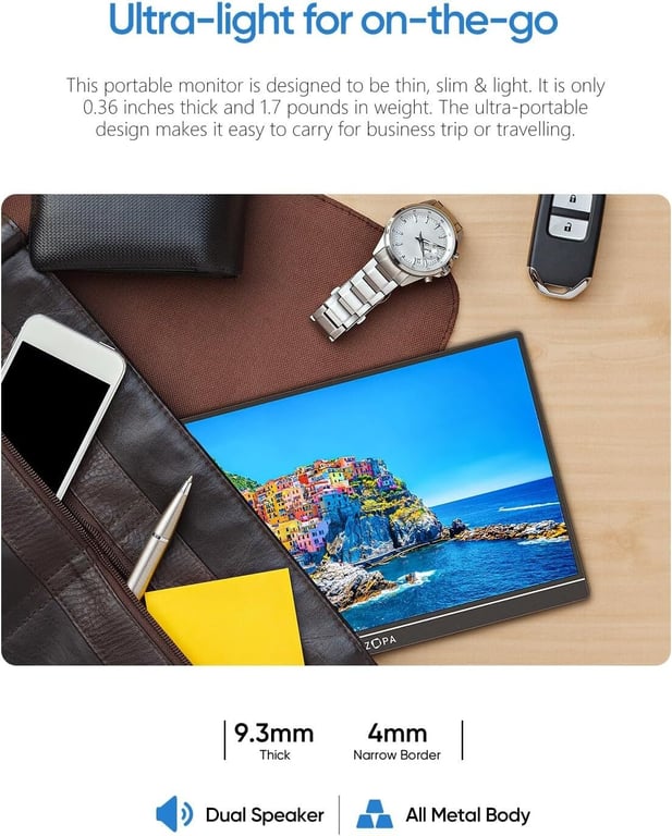 Ecran Portable ARZOPA Z1C ,16.1 Pouces 1920×1080 100%RGB FHD 60 Hz,Moniteur Portable IPS - Neuf