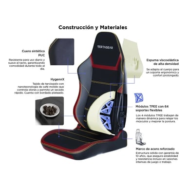 Sedia gaming XL Vertagear PL6800 Burgundy Red con supporto lombare ContourMax, seduta VertaAir e tessuto antibatterico HygennX