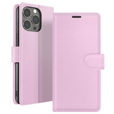 Zanaé Funda tipo cartera para iPhone 13 Pro con soporte y lengüeta magnética Rosa