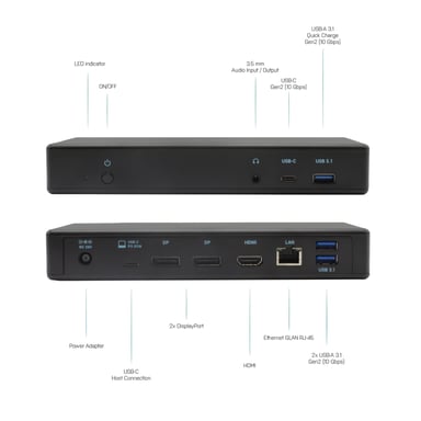 i-tec USB-C/Thunderbolt 3 Triple Display Docking Station + Power Delivery 85W