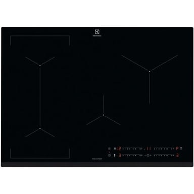 Table de cuisson à induction Electrolux EIV734 4 zones Bridge Noir, commande tactile, écran intégré, minuterie numérique, 7350 W