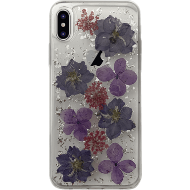 Coque semi-rigide transparente avec fleurs violettes pour iPhone iPhone X/XS