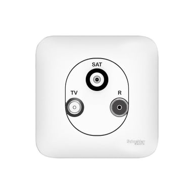 Prise TV/FM/SAT Schneider Electric Ovalis ALB74329 3 sorties SAT/FM Encastrable Mat Blanc