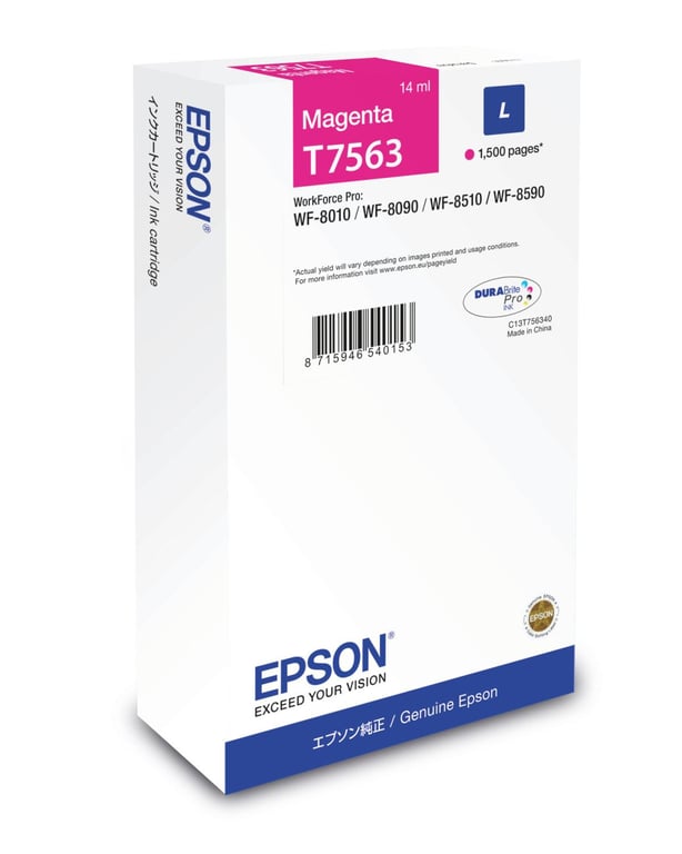 Epson T7563 14 ml taille originale cartouche d'encre pour WorkForce Pro WF 8010 WF 8090 WF 8090 D3TWC WF 8510 WF 8590 WF 8590 D3TWFC - vue 2