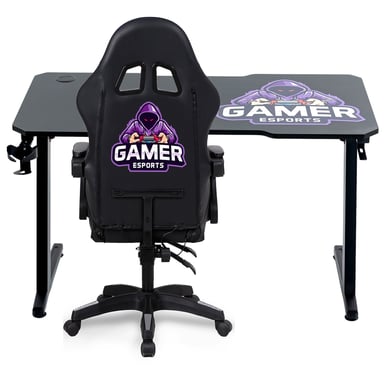 Amstrad Pack Bureau DESK120Z-GAMER & fauteuil gamer 900-LED-GAMER - 1m20 - Retro éclairage LED RGB