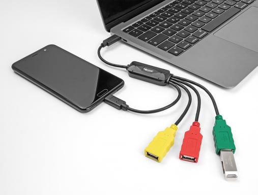 DeLOCK Concentrador de cables USB 2.0 de 4 puertos USB Type-C a 3 x USB-A hembra + 1 x USB-C macho