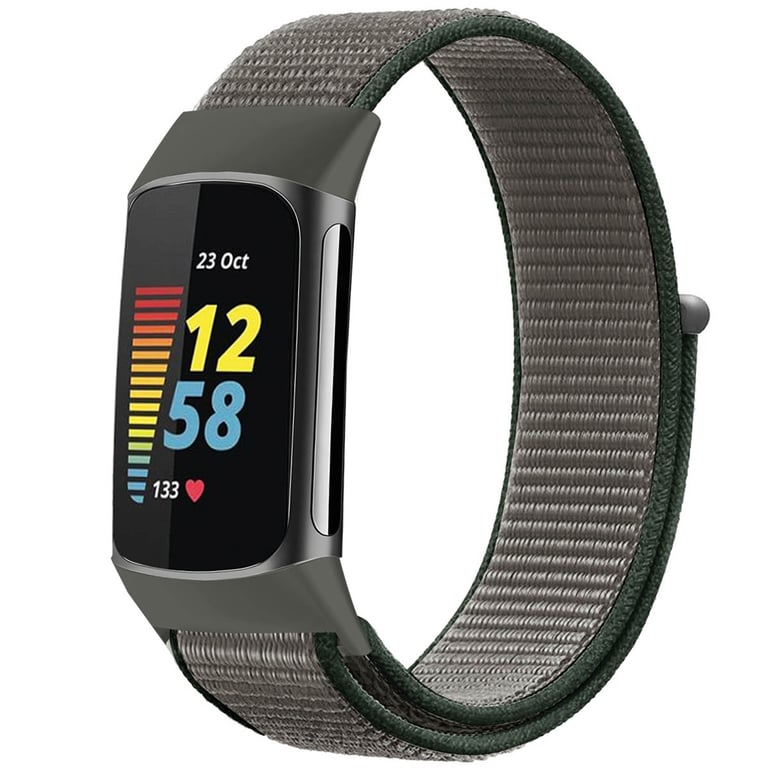 imoshion Bracelet en nylon pour Fitbit Charge 5 - Taille L - Gris foncé - Neuf