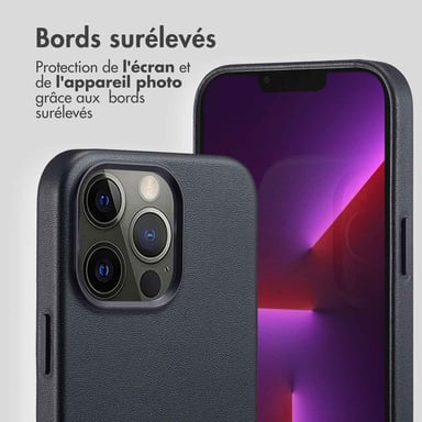 Accezz Coque arrière en cuir avec MagSafe pour Apple iPhone 13 Pro - Onyx Black