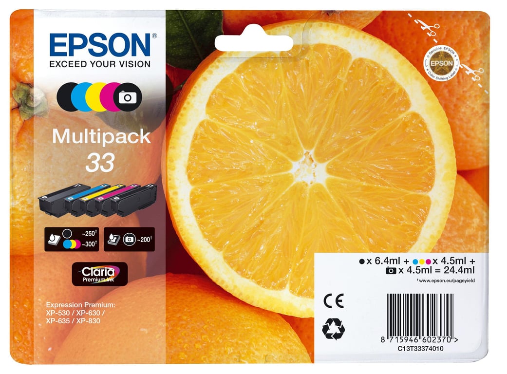 Cartuccia inchiostro Epson Oranges Multipack 5-colours 33 Claria Premium Ink [C13T33374021] - Neuf