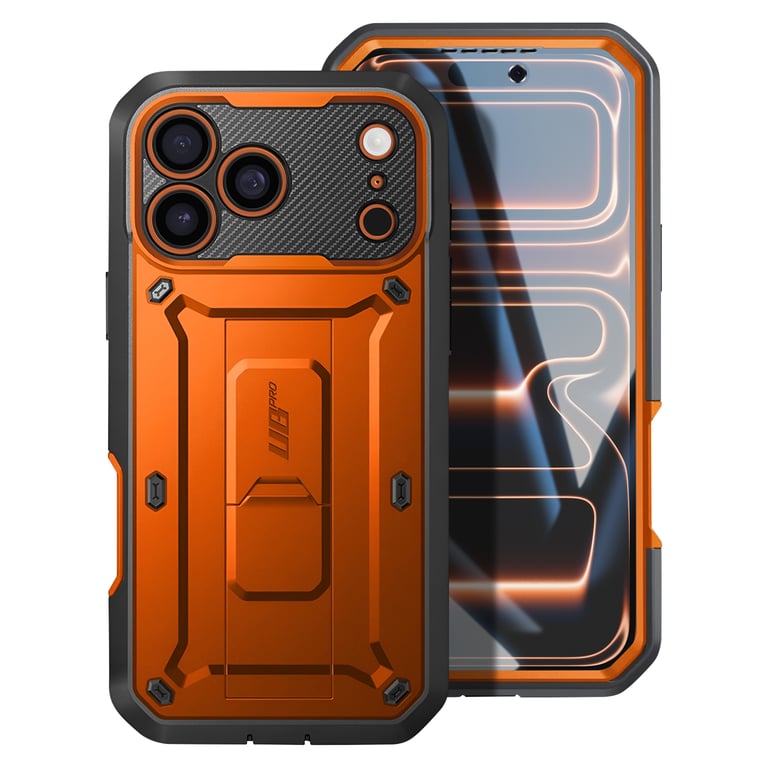 Supcase Carcasa integral para iPhone 17 Pro Max Serie Unicorn Beetle Pro con soporte Naranja - Nuevo