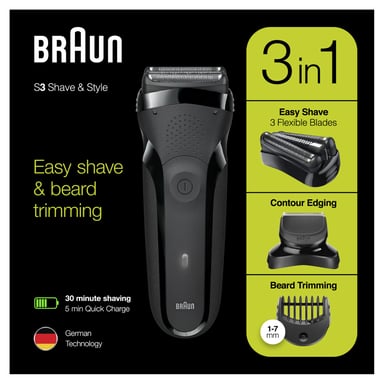 Braun Series 3 81702941 rasoir pour homme Rasoir à grille Tondeuse Noir - Neuf