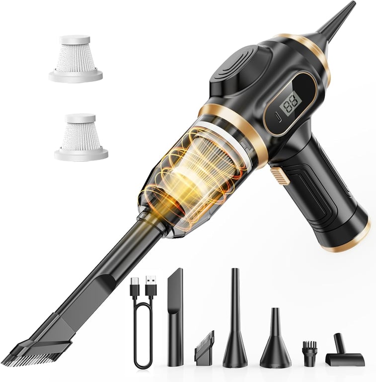 VENDOS85 Mini Aspirateur Voiture 17?000?Pa USB-C Compact 
