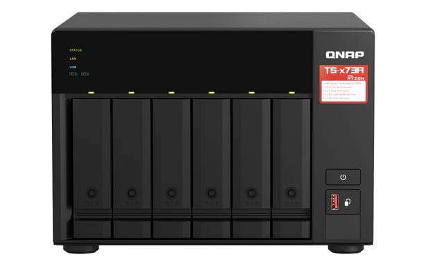 QNAP TS-673A-SW5T servidor de almacenamiento NAS Torre Ryzen Embedded V1500B 8 GB DDR4 0 TB QNAP QTS Negro