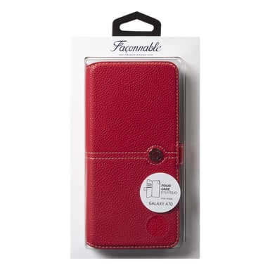 Façonnable Funda para Samsung Galaxy A70 Folio Guarnicionero con Botón Lacado Rojo