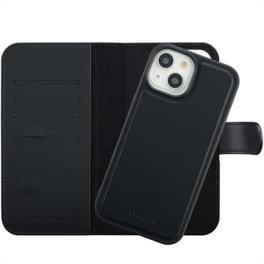 Selencia Étui portefeuille amovible Olyn avec MagSafe pour Apple iPhone 15 - Noir