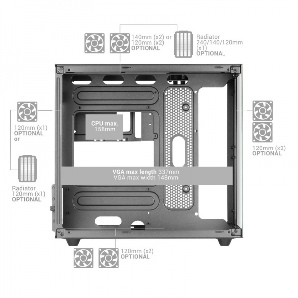 Mars Gaming MC-NOVAM Mini Tower Noir - Neuf