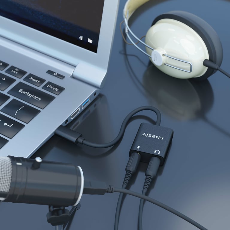 AISENS A109 0767 changeur de genre de câble USB C 2x 3.5 mm Neuf - vue 2