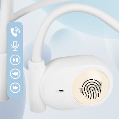 Écouteurs Sans Fil Sport Design Ouvert Tour de Cou Commandes Tactiles Blanc