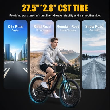 Bicicletta elettrica VITILAN M5 con sospensioni complete, batteria 48V 15Ah, cambio Shimano a 9 velocità - nera