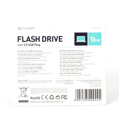 Platinet PMFE16B unidad flash USB 16 GB USB tipo A 2.0 Negro
