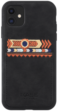 Custodia Bohemia Slim con slot per carte di credito per Apple iPhone 11, nero oliva