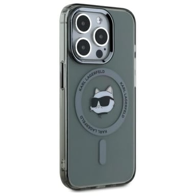 Custodia Karl Lagerfeld per iPhone 15 Pro Max 6,7'' nero Custodia rigida IML Metal Choupette Head MagSafe