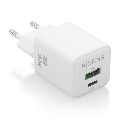 AISENS ASCH-30W2P037-W chargeur d'appareils mobiles Universel Blanc Secteur Charge rapide Intérieure