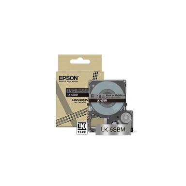 Cartucho de tinta Epson LK 5SBM para LabelWorks LW C410 y LW C610 Negro sobre plata metalizado